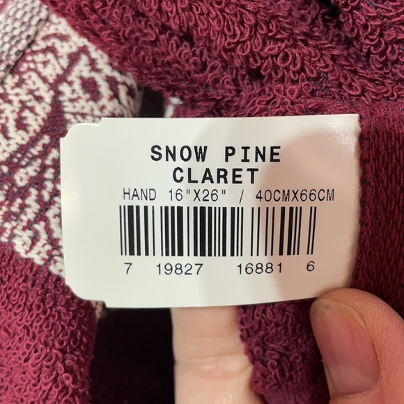Santens burgundy deep red bath towel hand towel combo in snow pine claret NWT - Picture 7 of 8